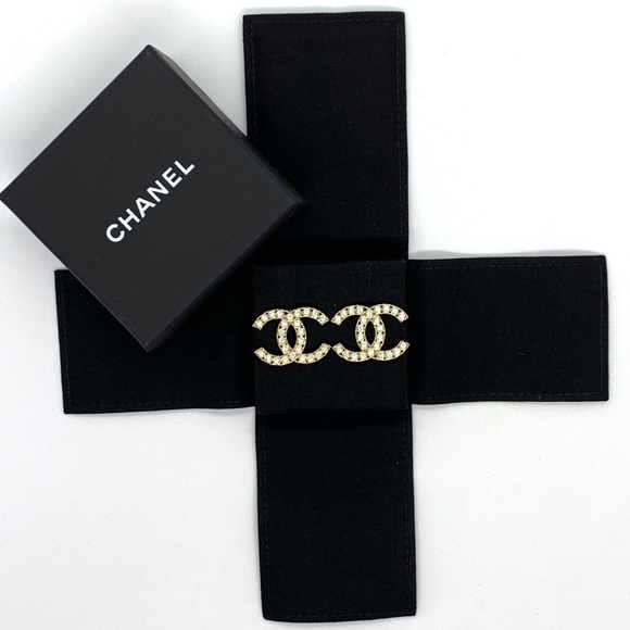 CHANEL Jewelry - CHANEL Brand New Gold Large CC Crystal Coco Stud
